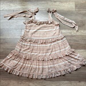 By Together Pink and Cream Ruffled Tiered Sundress